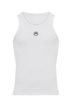 Canotta Moon Logo a coste bianco MARINE SERRE | MTT081ACJER0011WH10
